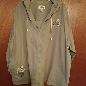 Hooded light jacket.  Zip up